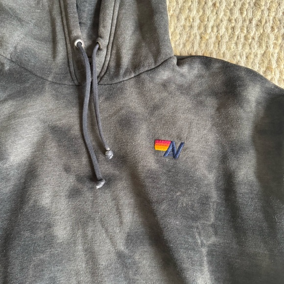 Aviator Nation Hand Dyed Pullover Hoodie Relaxed - Tie Dye Vintage Charcoal XS - Picture 4 of 5